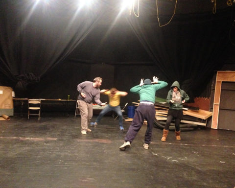 Kickwheel Ensemble Theater rehearsing its newest original theater piece, “PASSAGE,” at Millbrook School, submitted photo.